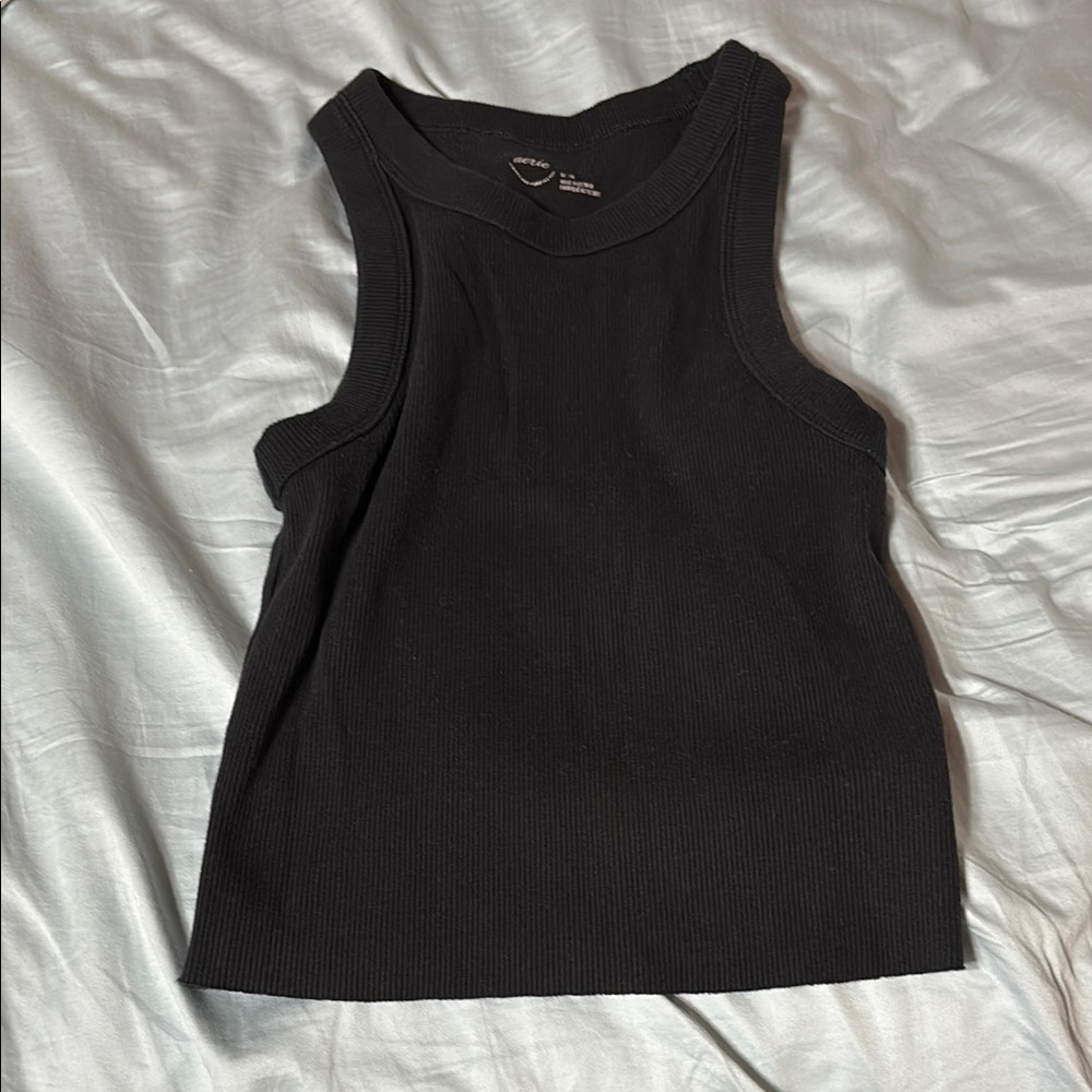 Aerie Black Fitted Sleeveless Tank Top